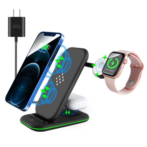 F6ワイヤレス充電器3in1Qi置くだけ充電AppleWatchスタンドAirpodsPro/3/2充電器iPhone14/14Pro/14ProMax/13/13Pro/13ProMax/12/12pro/Galaxy