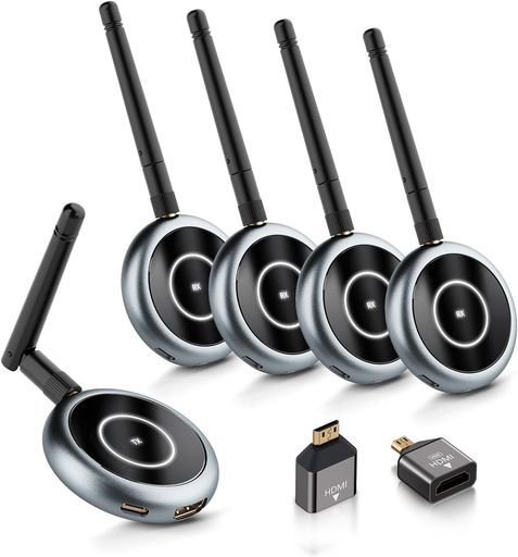 AIMIBO ワイヤレス HDMI 送受信機 1TX+4RXセット HDMI 無線 ビデオトランスミッター 受信機8台増設可能 拡張モード対応 1080P/5GHZ/50M安定転送距離 映像音声同期出力｜U-JIN SHOP 店
