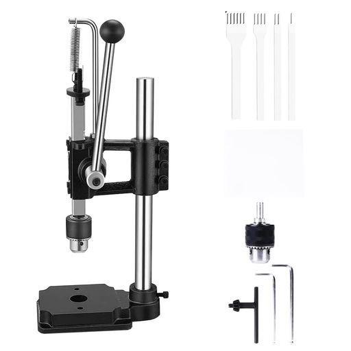 ERPHIC ハンドプレス機 皮革パンチャー手動パンチャー手動パンチャーをDIYするための皮革工芸パンチャーと成形プレス (ハンドプレス本体 +ドリルチャック+ PP板+菱目打ち)|U-JIN SHOP 店