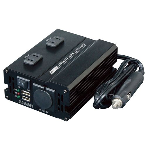 メルテック(meltec)車載用DCDCコンバーターデコデコ静音タイプ3way(USB&コンセント&アクセサリーソケット)DC24Vコンセント2口150WUSB2口4ADC12V1口60WMeltecHDC-150