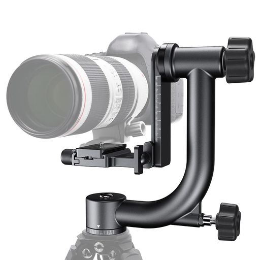 K&FCONCEPTジンバル雲台金属製パノラマジンバルヘッド360度回転70mmエレベーター範囲アルカスイス規格1/4’’クイックシューバブルレベル望遠レンズデジタル一眼レフカメラ用大型雲台野生…