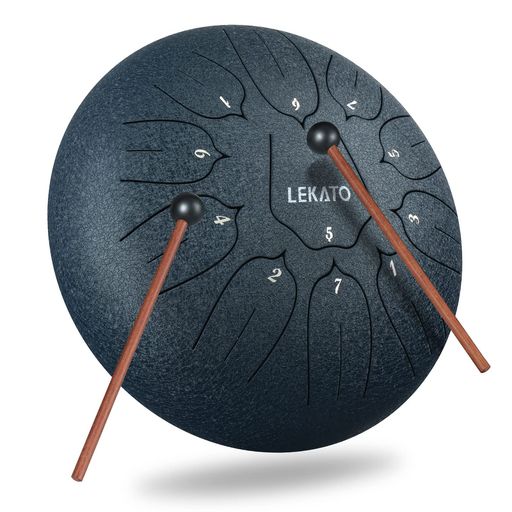 スリットドラムスチールタングドラム11音10インチLEKATO金属ドラム打楽器マレット収納バッグ付き瞑想ヨガ禅ネイビーブルー(11音10インチ)