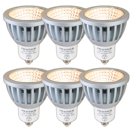 Fwaytech ledスポットライト e11 電球色 調光 COB7W JDRφ50 LEDハロゲン電球形 60W~75W相当 広角60度 密閉器具対応 ダイクロハロゲン 6個セット (電球色相当(2700K), 本体銀 (広角60度) E11口金｜U-JIN SHOP 店