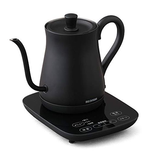 アイリスオーヤマ電気ケトルドリップケトル600ml9段階温度調節付保温設定付沸騰後自動電源OFFブラックIKE-C600T-B