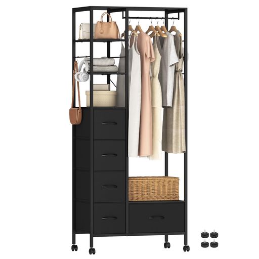 【引取限定】クローゼット・ワードローブ・ハンガーラック ワードローブ 収納付き 楽天市場】LunarLightハンガーラックワードローブ引き出し付き大容量