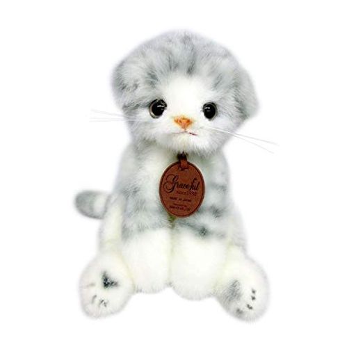 三英貿易 オリジナル ぬいぐるみ グレイスフル(日本製) スコティッシュ スコ座り グレー W16×D16×H22CM ネコ I-8851
