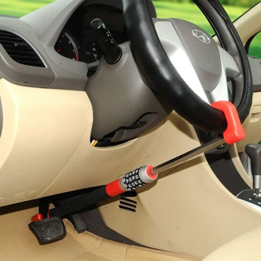 WANLIANカーコードロック、車盗難防止装置、ブレーキペダル/ステアリングホイールロック、ロッキングバー、盗難防止保護、ステアリングホイールクラッチロック、可変長ロック(赤)ハン…