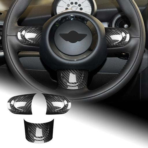 AIRSPEEDミニクラブマンクーパー第2世代R55R56R57R60専用ハードカーボンファイバーアクセサリーインテリア内装パーツステアリングホイールトリムカバーハンドルボタン装飾フレームMINIClubman