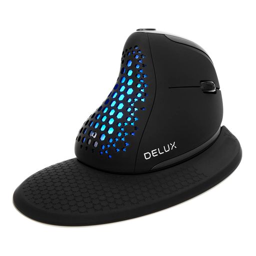 DELUXSeekerエルゴノミクスマウス無線、OLEDスクリーン、6ボタン&親指ホイール、静音、7200DPI、3モード:有線/ワイヤレス2.4G/Bluetooth、プログラム可能、充電式、RGBライト、リストレスト(M618XS3…
