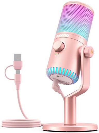 MAONOUSBコンデンサーマイクゲーミングマイクPCマイク専用ソフトウェアRGBライティングミュートボタンヘッドホン出力端子あり単一指向性プラグ&プレイYouTubeSkypeゲーム実況ライブ配信在宅…
