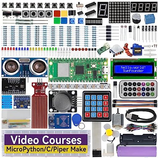 SunFounderRaspberryPiPicoWアルティメットスターターキット–オンラインチュートリアル付き、RoHS準拠、450+アイテム、117プロジェクト、MicroPython、C/C++(ArduinoIDE画像