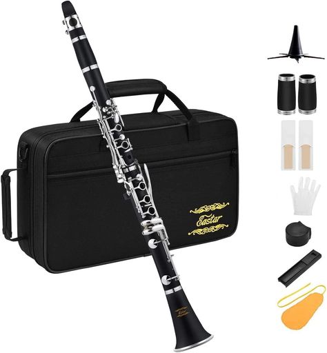 Eastar クラリネット ニッケルメッキ B調 Clarinet ABS樹脂管体 ベーム式 お手入れ付 初心者向け 黒 ECL-300 開学 プレセント|U-JIN SHOP 店