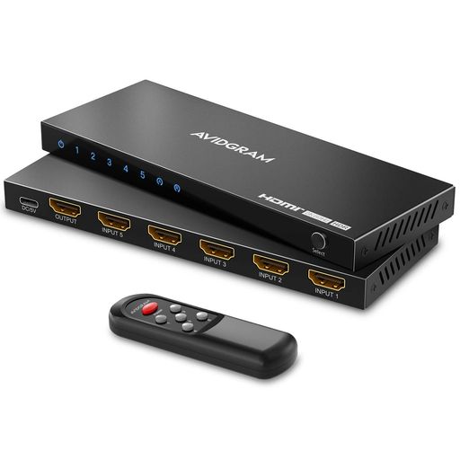 HDMI 2.1取り替えっこ 8K 60サイクル, AVIDGRAM HDMIうつり変わり器 5はたご屋1 IR遠隔操作付き添い人 5界面 4K 120サイクル 自動小銃HDMIセレクターハブ相応う 8K@60サイクル 48Gbps Xbox Series X なおなお書き4 Pro なおなお書き5 UHD