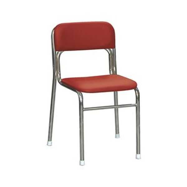 スタッキングチェア 幅46cm レッド×クロムメッキ 重さ4.7kg 軽量 日本製 防汚 スチール 完成品 1脚販売 リビング 在宅ワーク【代引不可】 17,104円