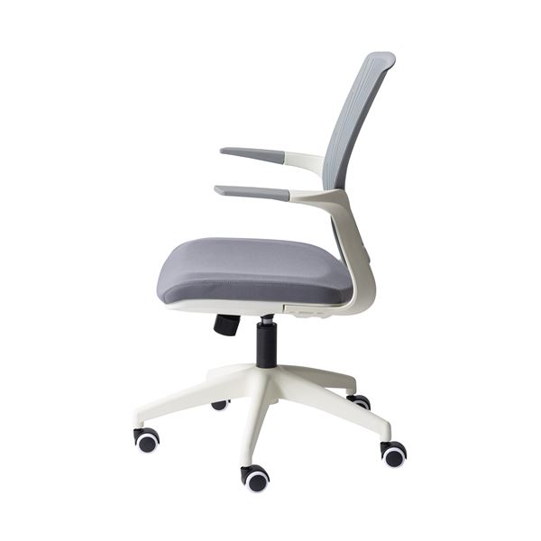 オフィスチェアデスクチェア約幅61.5cmグレー×ホワイト肘付き回転式昇降式ロッキング機能組立品リビング在宅ワーク