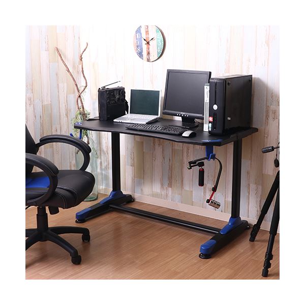 ゲーミングデスク/作業テーブル 【イージー01 ブルー】 幅120×奥行65cm 『GAMING DESK XeNO ゼノ』【代引不可】
