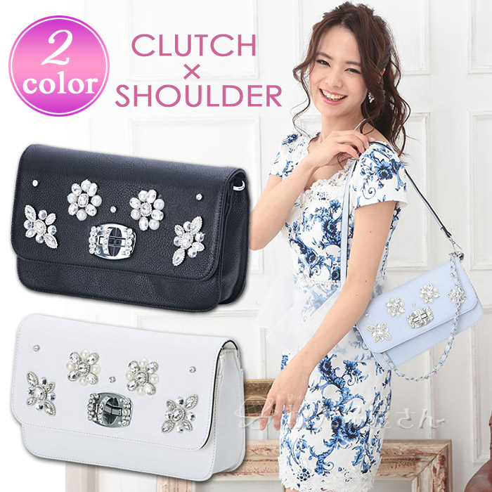 クラッチバッグ 結婚式 大きめ パーティーバッグ キャバ レディース ショルダー 2way 普段使い キラキラ ハンドバッグ 黒 白 ブラック ホワイト 二次会 ブライダル 披露宴 謝恩会 入学式 卒業式 演奏会 発表会 パーティ お水系 キャバ嬢 可愛い 韓国 おしゃれ ウィメンズ