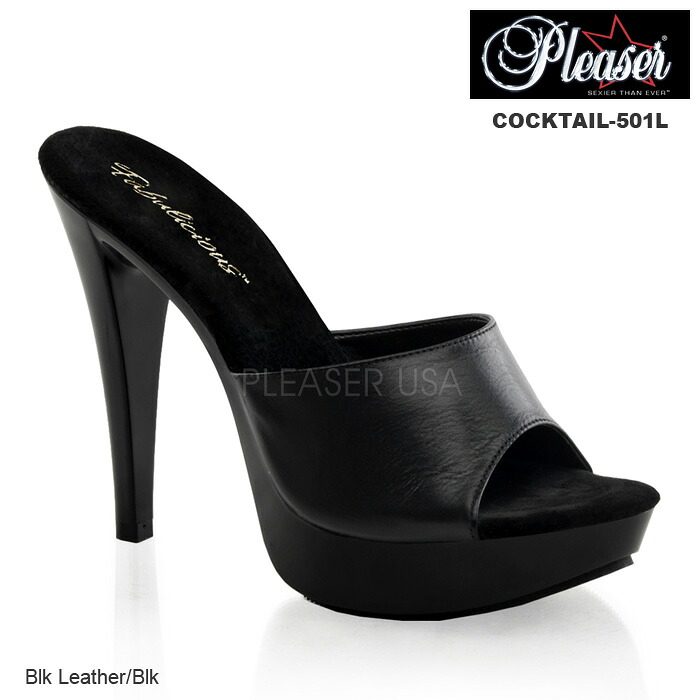選べる靴用品プレゼント付 Pleaser(プリーザー) サンダル シンプルなデザイン COCKTAIL-501 レザー黒◆取寄せ｜輸入品屋さん 8,351円