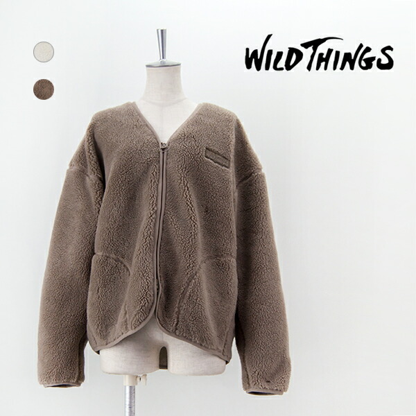 ワイルドシングス ウィメンズ フラフィーボアジップカーディガン レディース フリース アウター ジャケット　WTW23124KY WILD THINGS 2023秋冬 wtw23124ky_black_r.jpg