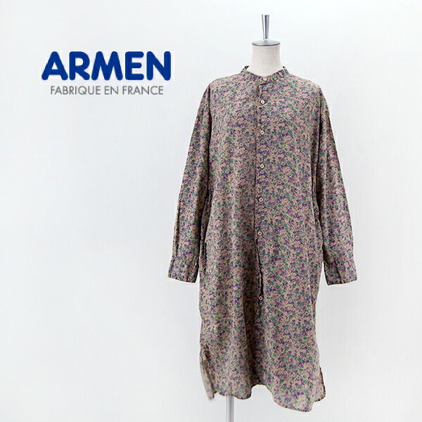 ARMEN アーメン レディース 小花柄プリント バンドカラーロングシャツ［INAM1902FD］【2023SS】｜ユナイテッドオーク