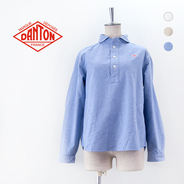 DANTON ダントン レディース オックスフォード 丸襟ティーシャツプルオーバー SOLID［DT-B0281SOX］【2024SS】