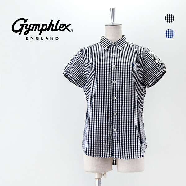 Gymphlex 体育館フレックス レディース 綿織物 フレンチ衣袂 ギンガムチェックシャツ［GY-B0242MGG］【ベーシック】