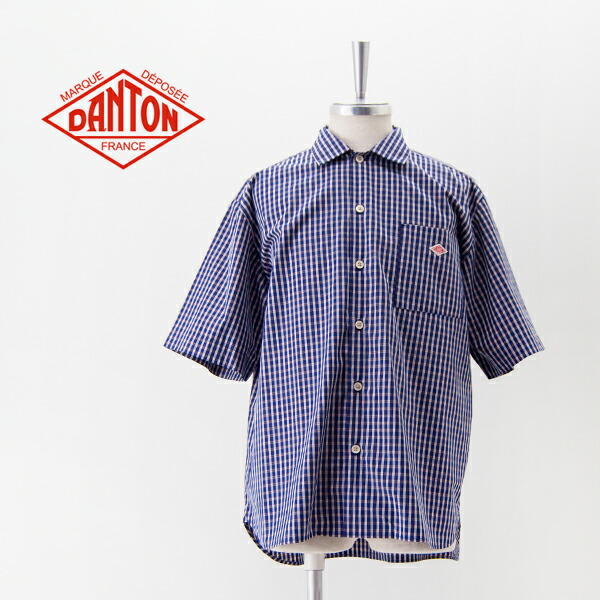 美品 DANTON ダントン コットンポプリンチェックシャツジャケット DANTON＞コットン ポプリン チェックシャツ