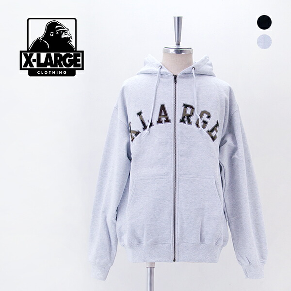 XLARGE エクストララージ メンズ カモパッチ ジップアップフーディースウェットシャツ［101261012012］【2026SS】｜ユナイテッドオーク