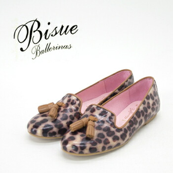 【SALE 50%OFF】BISUE ビスエ レディース タッセル付き添い人レオパードコーティングフラットシューズ［33216LPB］【SS】【返品取り替えっこ不可】