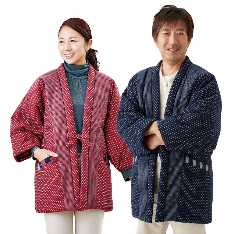 楽天市場】久留米織 わた入り あったか はんてん - 中綿 半纏 上着