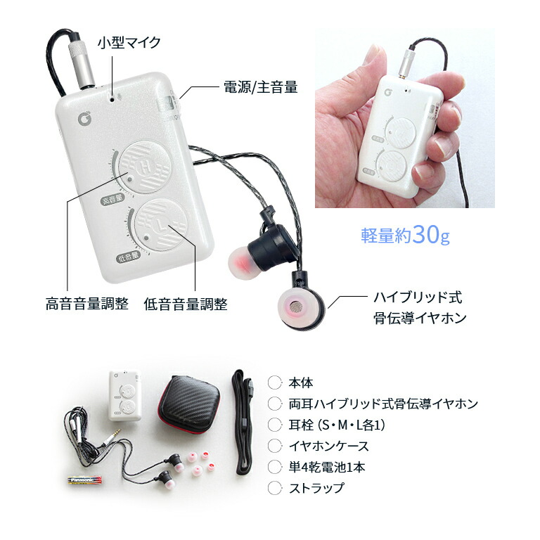 新しく着き 骨伝導パワー集音器 イヤーソニックイン ハイブリッド - 音声拡聴器 集音器 乾電池式 耳あな イヤホン 軽度 難聴 聞こえ 骨伝導  空気振動 両方 イヤフォン 父の日 母の日 敬老の日 プレゼント ギフト 補聴器 Goldendance GD-ES-01 fucoa.cl