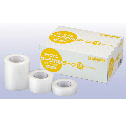 サージカルテープ プラスチック透明 12mm×9m×24巻 1箱大和漢 医療テープ 医療用テープ 医家向品 医療 医療用 業務用 病院 病気 手術 注射 入院 治療 けが ケガ 傷 傷口 ガーゼ テープ 包帯