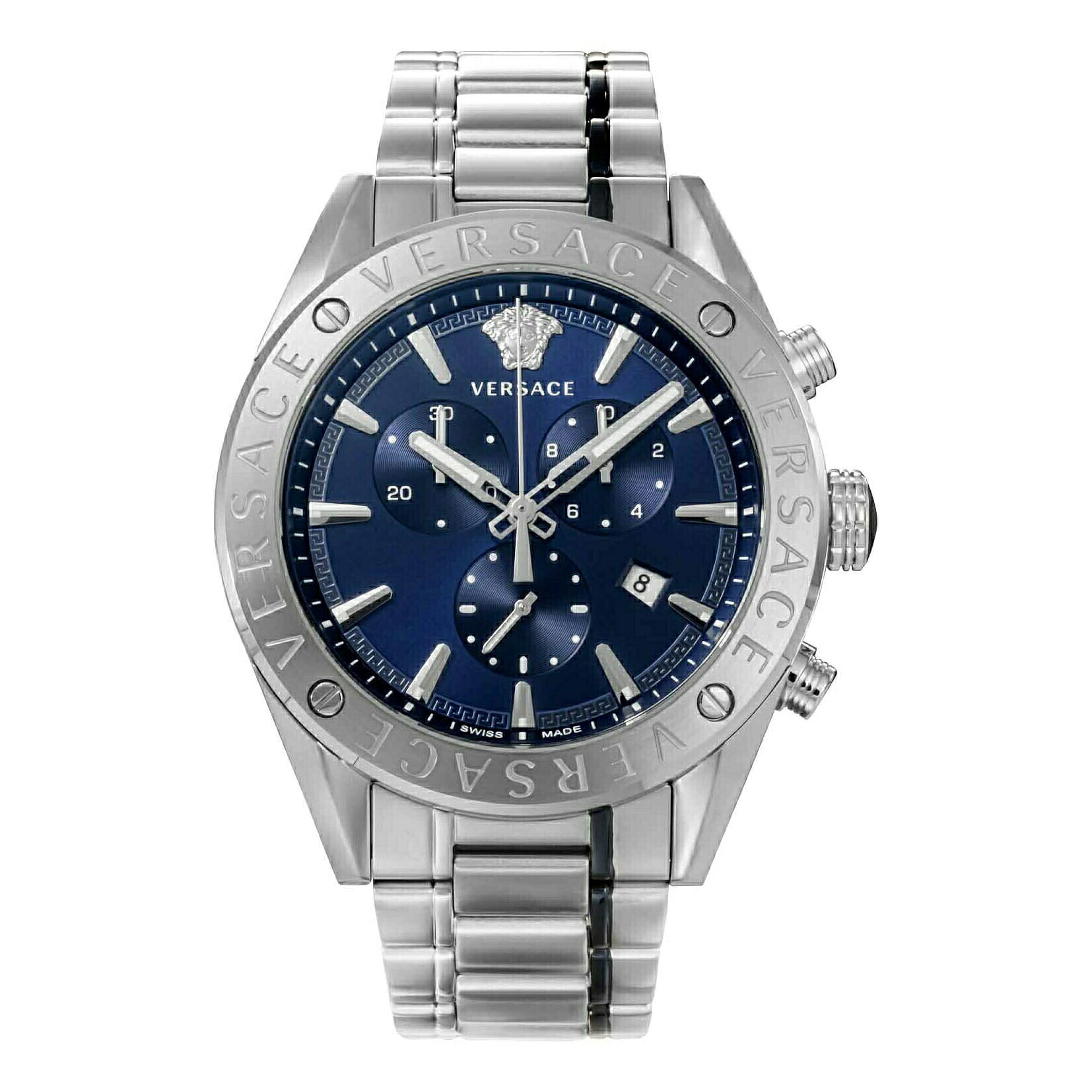 \エントリーで全品ポイント10倍/ ヴェルサーチェ VERSACE メンズ 時計 Vクロノ V CHRONO クォーツ ネイビー VEHB00519 腕時計 高級腕時計 ブランド|U-collection