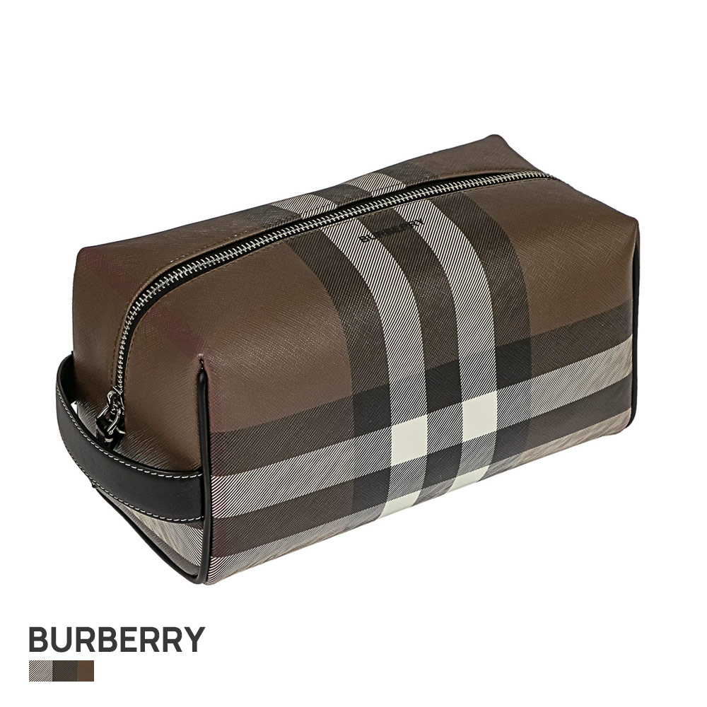 手数料安い バーバリー Burberry ポーチ メンズ ポーチ クラッチバッグ セカンドバッグ ヴィンテージチェック ジャイアントチェック ウォッシュバッグ Washbag ブラウン系 ダークバーチブラウン U Stream 一流の品質 Bronze Qa