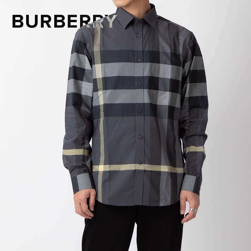 新品】BURBERRY バーバリー チェック 長袖 メンズ シャツ ポプリン-