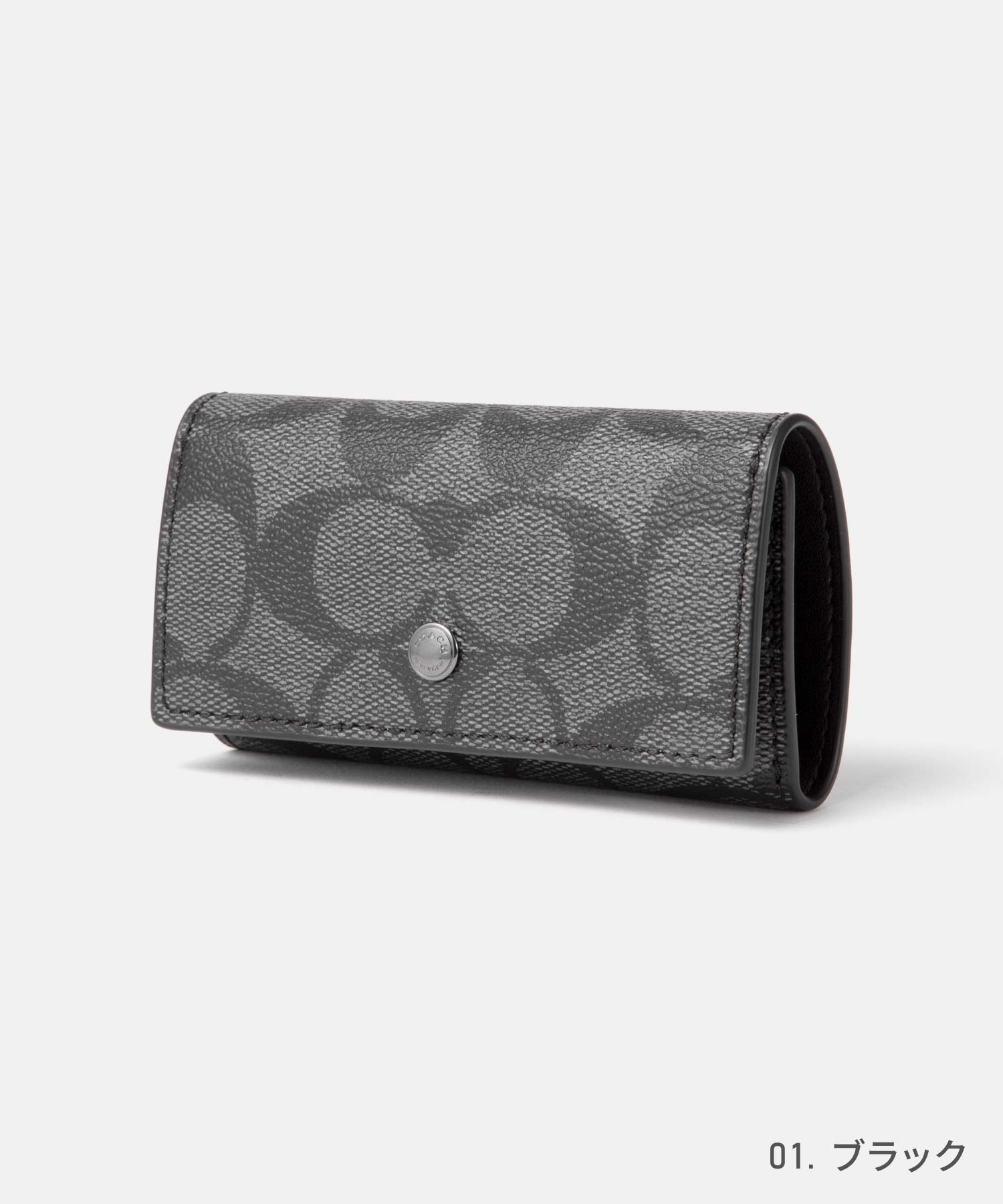 コーチCOACHキーケースレディース雑貨メンズ小物チャコールブラックシグネチャーF26104