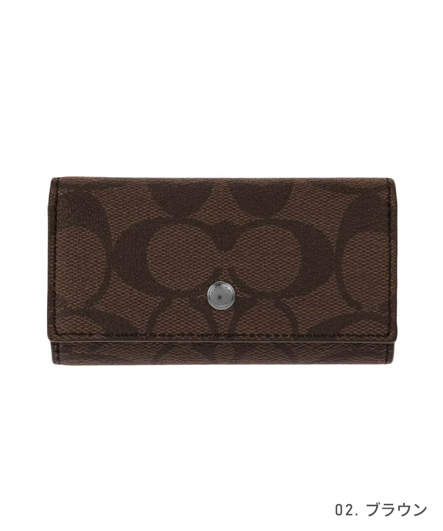 コーチCOACHキーケースレディース雑貨メンズ小物チャコールブラックシグネチャーF26104