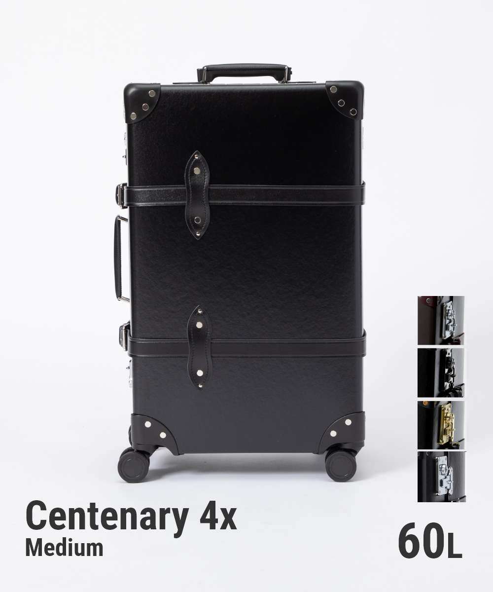 グローブトロッター GLOBE TROTTER スーツケース Centenary 4x Wheel Check-In Case Medium メンズ レディース バッグ センテナリー ミディアム チェックイン 4ホイール キャリーバッグ キャリーケース 旅行鞄 4輪 5泊 6泊 7泊 1週間 GoTo トラベル ブラック 60L