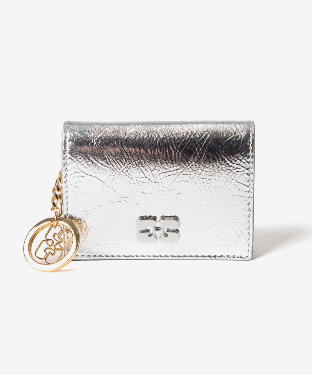 ガニー GANNI Bou Flap Card Holder Metallic ボウ フラップ カードホルダー メタリック A6393 カードケース レディース 財布 小物