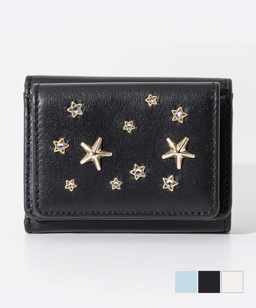 お値下げ【新品】JIMMY CHOO ネモ スタースタッズ ミニ ブラック Amazon | [ジミーチュウ]3つ折り財布 レディース ネモ スター