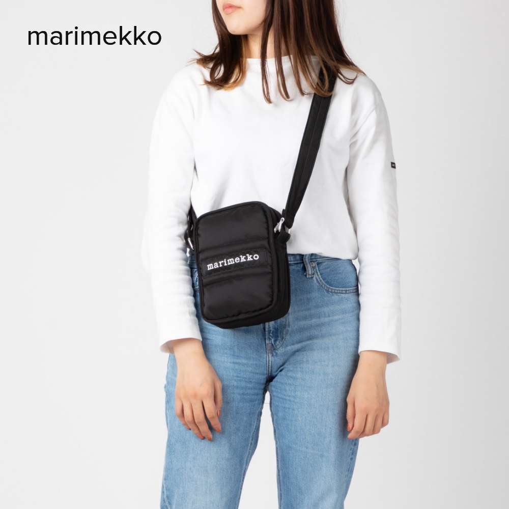 マリメッコ Marimekko 090805 ショルダーバッグ レディース バック クロスボディ 斜め掛け カジュアル ロゴ シンプル お出かけ BAG ギフト プレゼント 軽い お祝い 009 軽量 ブラック｜U-STREAM
