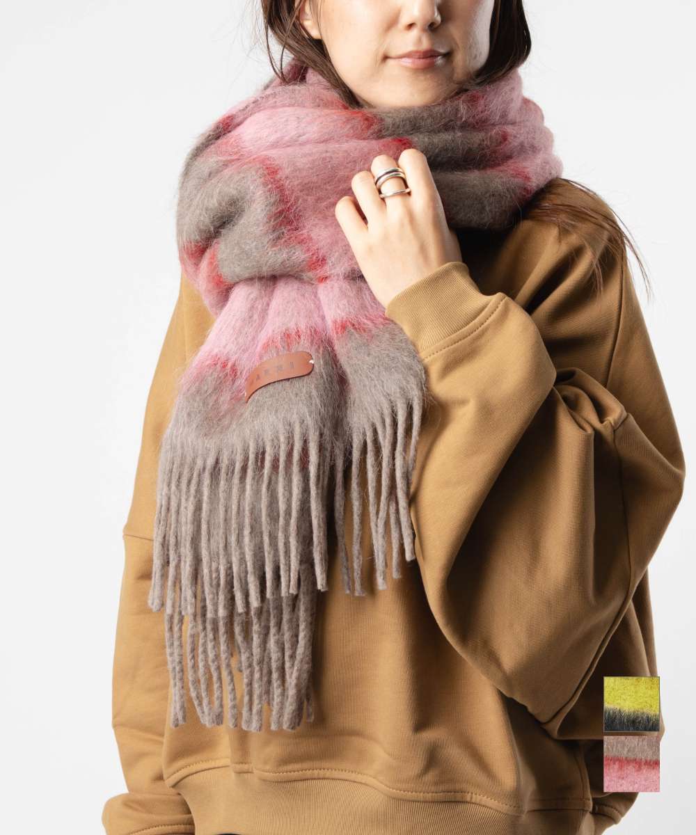 MARNI マルニ WOOL CHECK SCARF チェックストール ピンク MARNI (マルニ) ウール チェック マフラー MALSCMC0119Y0