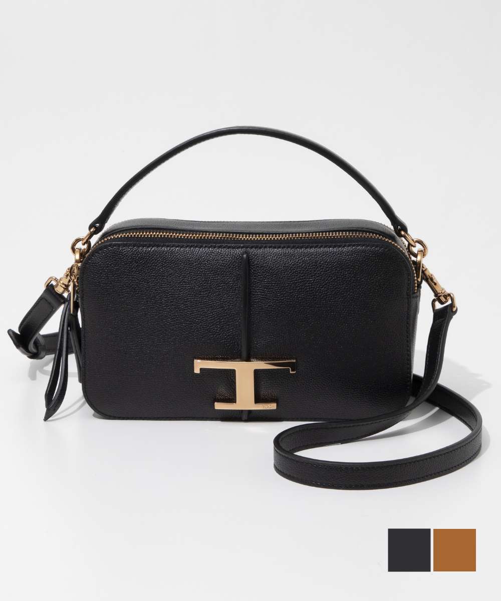 トッズ TOD'S XBWTSAB0100 Q8E ショルダーバッグ T タイムレス レディース バック ハンドバッグ レザー 2way カメラバッグ ロゴ 鞄 お出かけ 旅行 ブランド プレゼント ギフト ブラック ブラウン