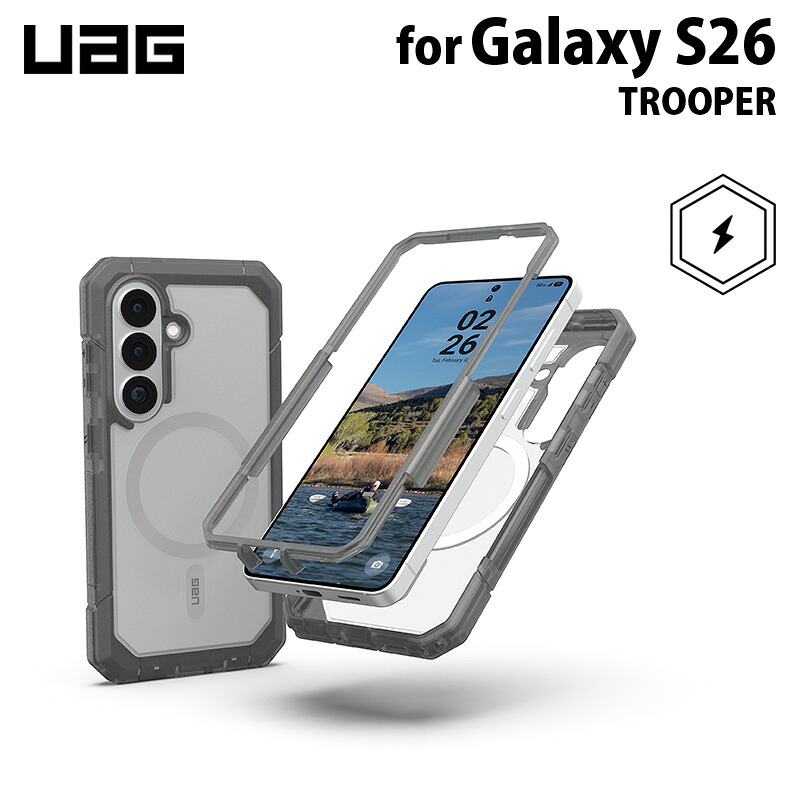 （在庫限り）UAG Galaxy S26用 マグネット対応ケース TROOPER クリア/アッシュ 耐衝撃 UAG-GLXS26-TM-C/A ユーエージー SAMSUNG サムスン ギャラクシー URBAN ARMOR GEAR ストラップホール