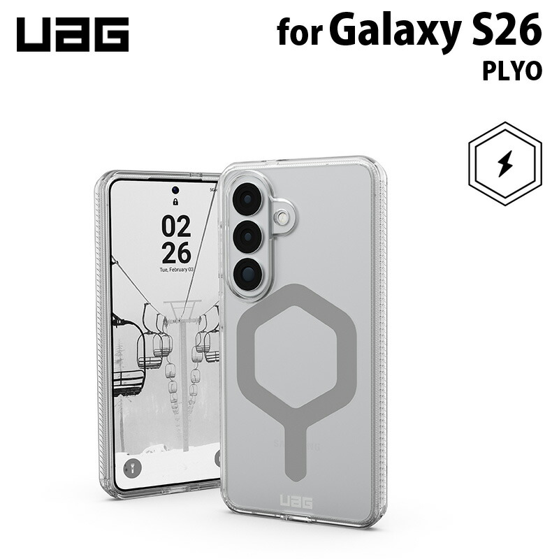 (在庫限り)UAG Galaxy S26用 マグネット対応ケース PLYO シンプル アイス/シルバー 耐衝撃 UAG-GLXS26-YM-I/S ユーエージー SAMSUNG サムスン ギャラクシー URBAN ARMOR GEAR ストラップホール