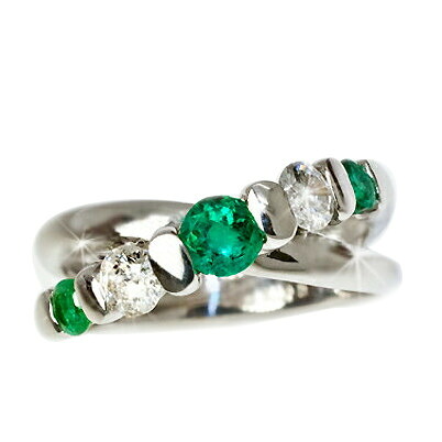 エメラルド リング 0.4ct K18WG|ubazakura
