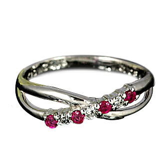 【選べる地金】ルビー クロスライン リング 0.15ct K10WG/K10YG｜ubazakura