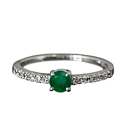 【選べる地金】エメラルド リング 0.25ct K18WG/K18YG｜ubazakura