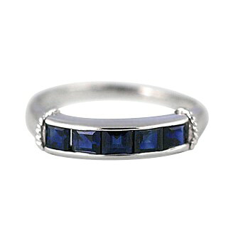 【選べる地金】サファイヤ リング 1.0ct K10WG/K10YG/K18WG/K18YG 一文字｜ubazakura