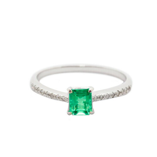 【選べる地金】エメラルド リング 0.5ct K18WG/K18YG|ubazakura